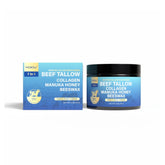 7-in-1 Whipped Beef Tallow Collagen Manuka Honey Beeswax Moisturizer – Natural Face & Body Cream for Dry Skin