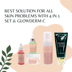 Britain's Beauty Ultimate Skincare Set - Glowderm-C Cream, Cleansing & Acne Removal Mousse, Facial Serum, Dark Spot Corrector Oil, and Facial Cream - 5-in-1 Skin Care Routine for Healthy, Radiant Skin