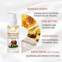 Beef Tallow Body Lotion with Manuka Honey - Deep Moisturising Skin Cream for Dry & Sensitive Skin - 100ml