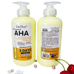 AHA Yellow Body Lotion - Alpha Hydroxy Acids + Vitamin C & E, 500ml - Skin Whitening, Moisturizing, Acne Mark Removal, and Skin Firming