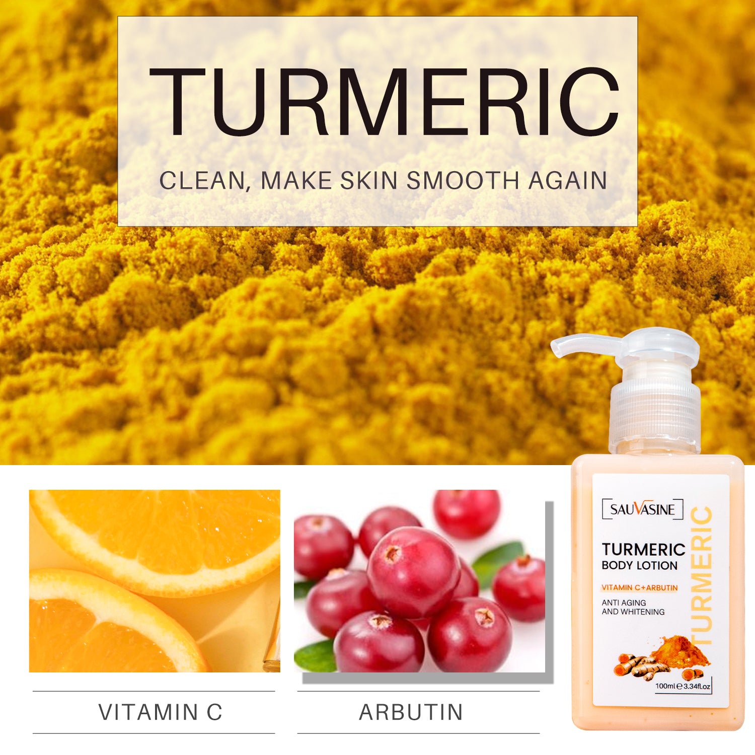 Turmeric Body Lotion - Anti-Aging & Whitening, Hydrating Body Lotion for All Skin Types - 100ml
