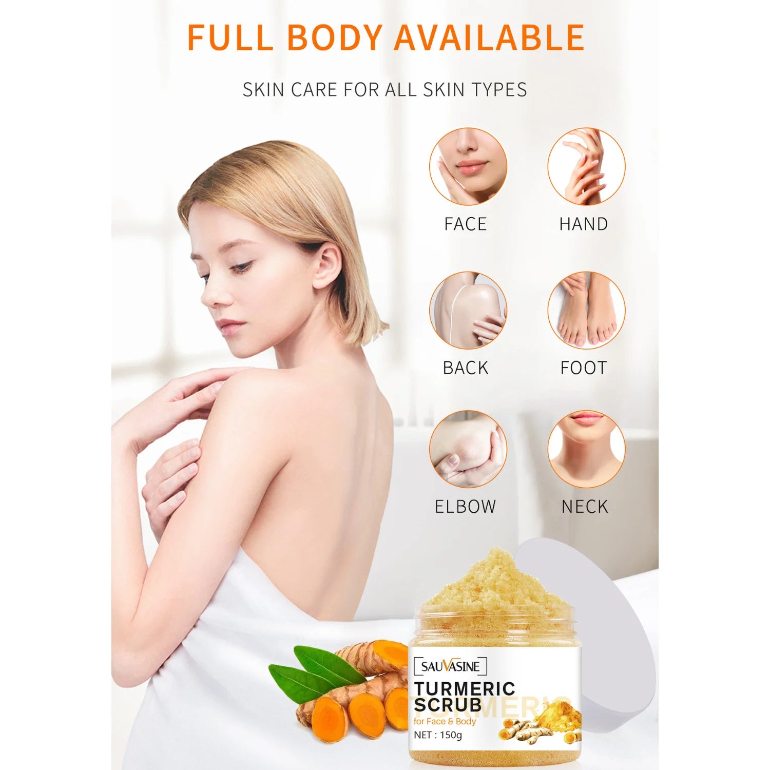 Turmeric Scrub for Face and Body - Deep Cleansing, Detoxifying, Skin Brightening