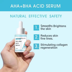 AHA + BHA Fruit Acid Serum - Natural Exfoliating and Brightening Skincare Formula, Reduces Acne and Fine Lines, Stimulates Collagen, 30ml