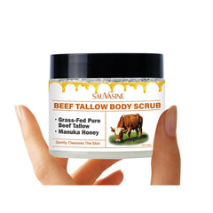 Beef Tallow Body Scrub with Manuka Honey - Deep Cleansing, Hydrating, and Nourishing Formula – For All Skin Types – 200g Jar