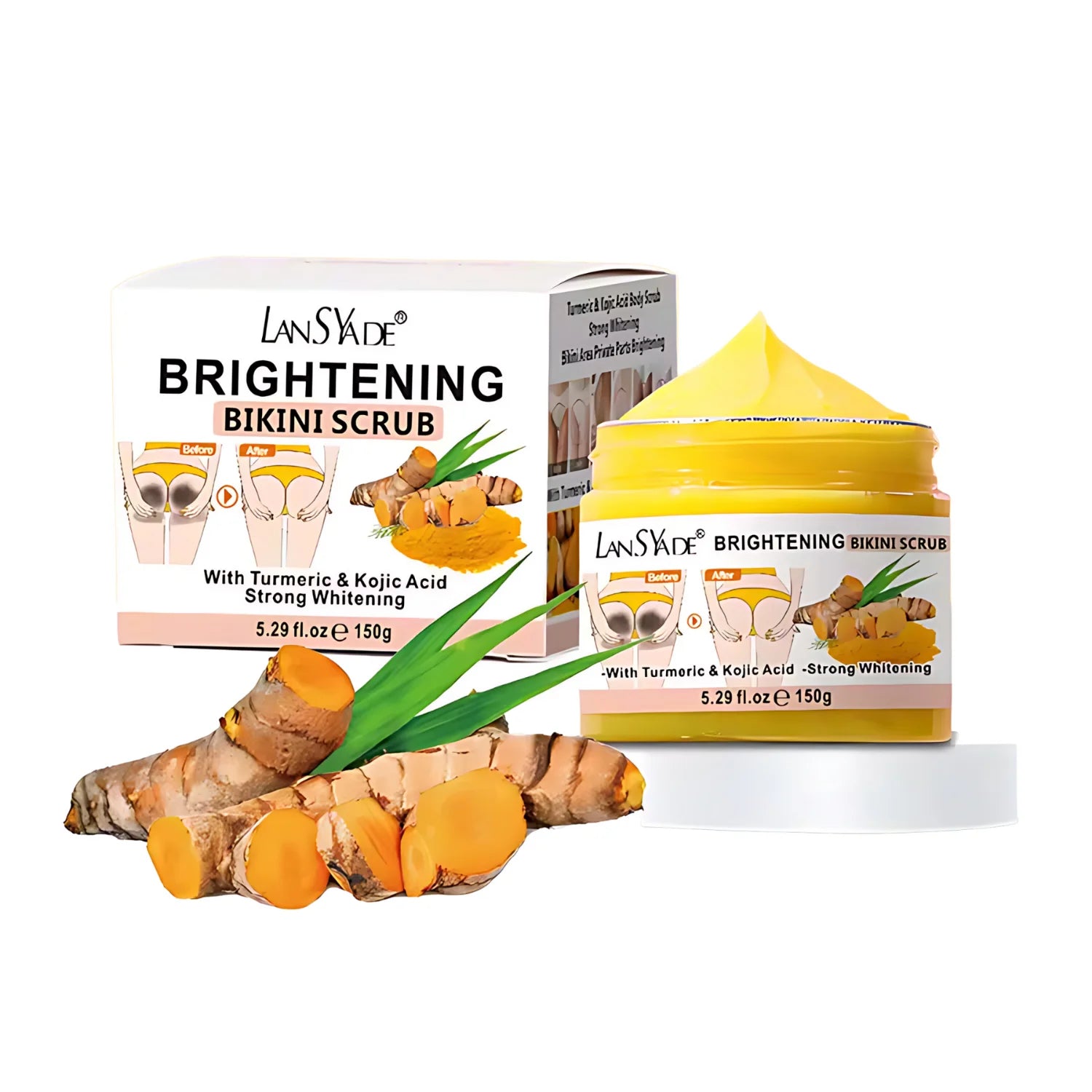 Bikini Scrub - Turmeric & Kojic Acid, Whitening and Brightening for Private Parts, Dark Spots Removal, 150g, Strong Whitening, Smooth Skin