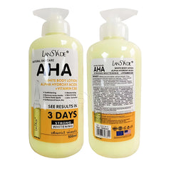AHA Yellow Body Lotion - Alpha Hydroxy Acids + Vitamin C & E, 500ml - Skin Whitening, Moisturizing, Acne Mark Removal, and Skin Firming