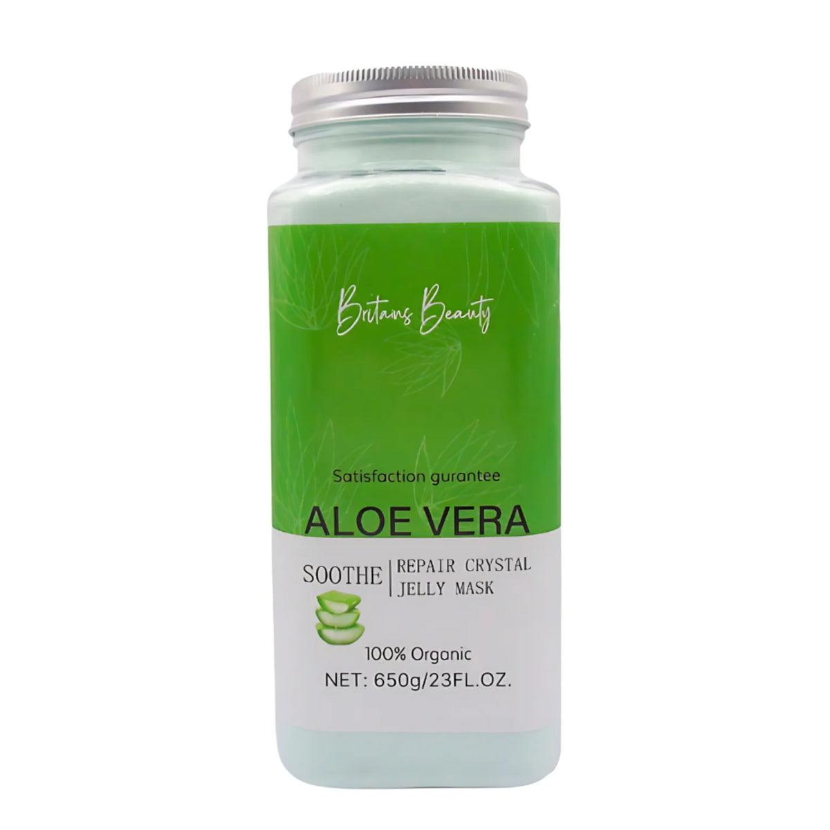 Britains Beauty Aloe Vera Repair Crystal Jelly Mask - 100% Organic, Deep Hydration, Anti-Aging, Soothing & Revitalising Skin Care - 650g/23 FL.OZ