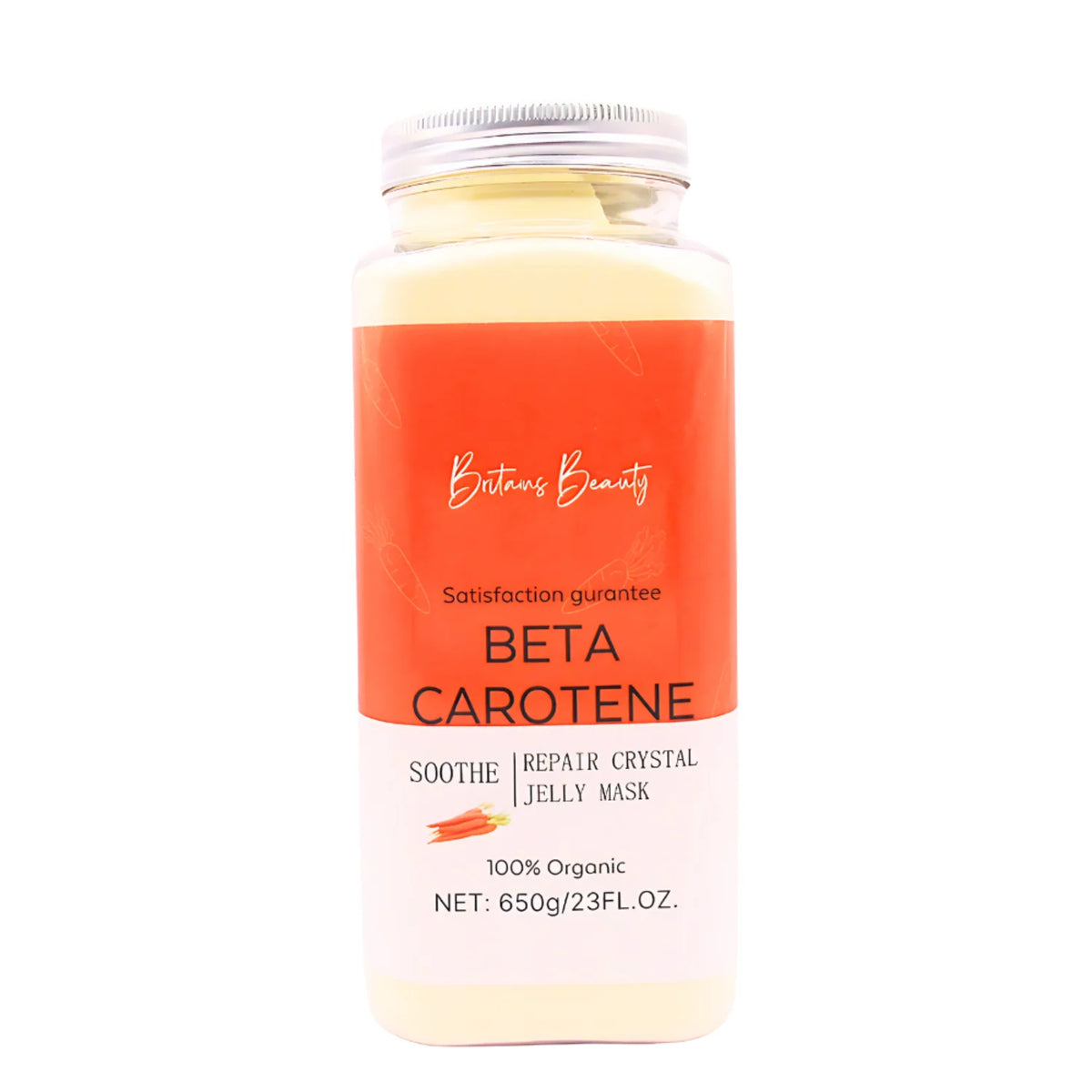Beta-Carotene Repair & Soothe Jelly Mask by Britain's Beauty - Organic Hydrating Facial Treatment, Enhances Radiance and Skin Tone, 650g