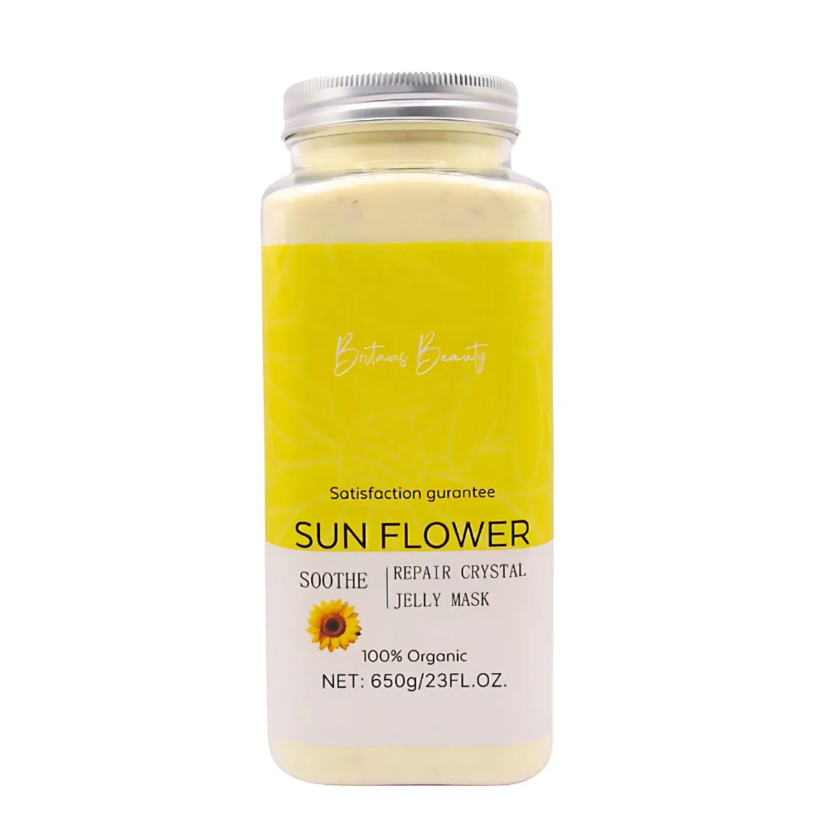 Sunflower Soothe & Repair Crystal Jelly Mask by Britain's Beauty - Hydrating Organic Facial Treatment, Enhances Skin Radiance and Texture, 650g/23FL.OZ
