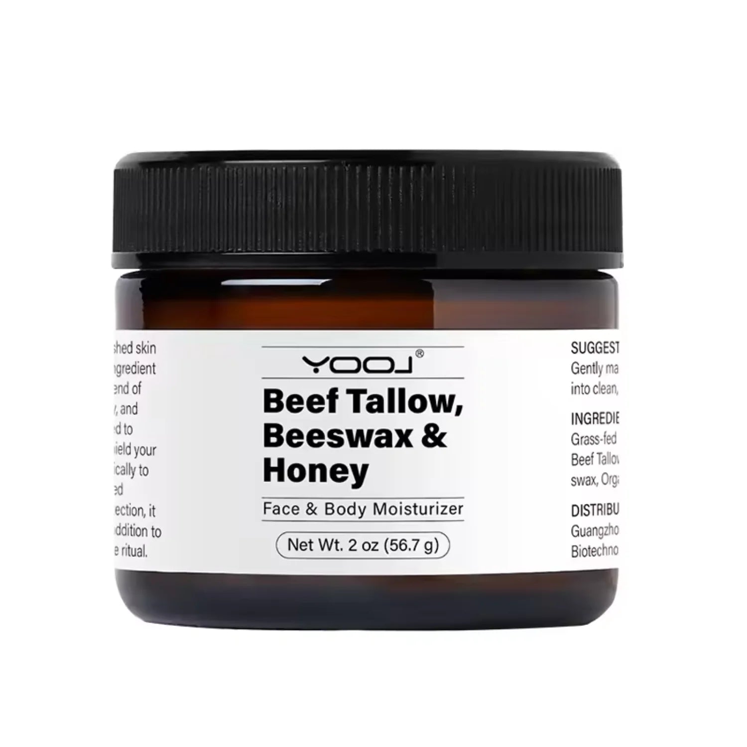 Beef Tallow, Beeswax & Honey Face & Body Moisturizer - Pure Natural Hydrating Balm for Dry, Sensitive Skin, Acne-Prone Skin