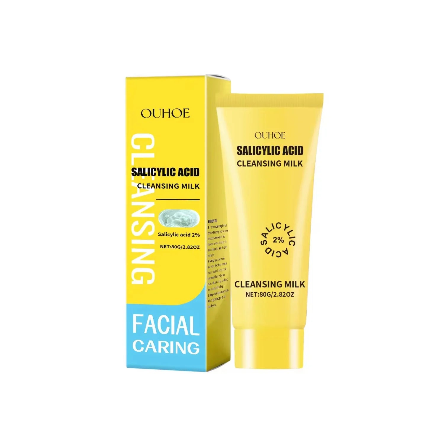 Salicylic Acid 2% Cleansing Milk - Deep Facial Cleanser for Acne-Prone Skin, Gentle Exfoliation, Oil Control, Pore Minimizer, and Skin Smoothing Formula