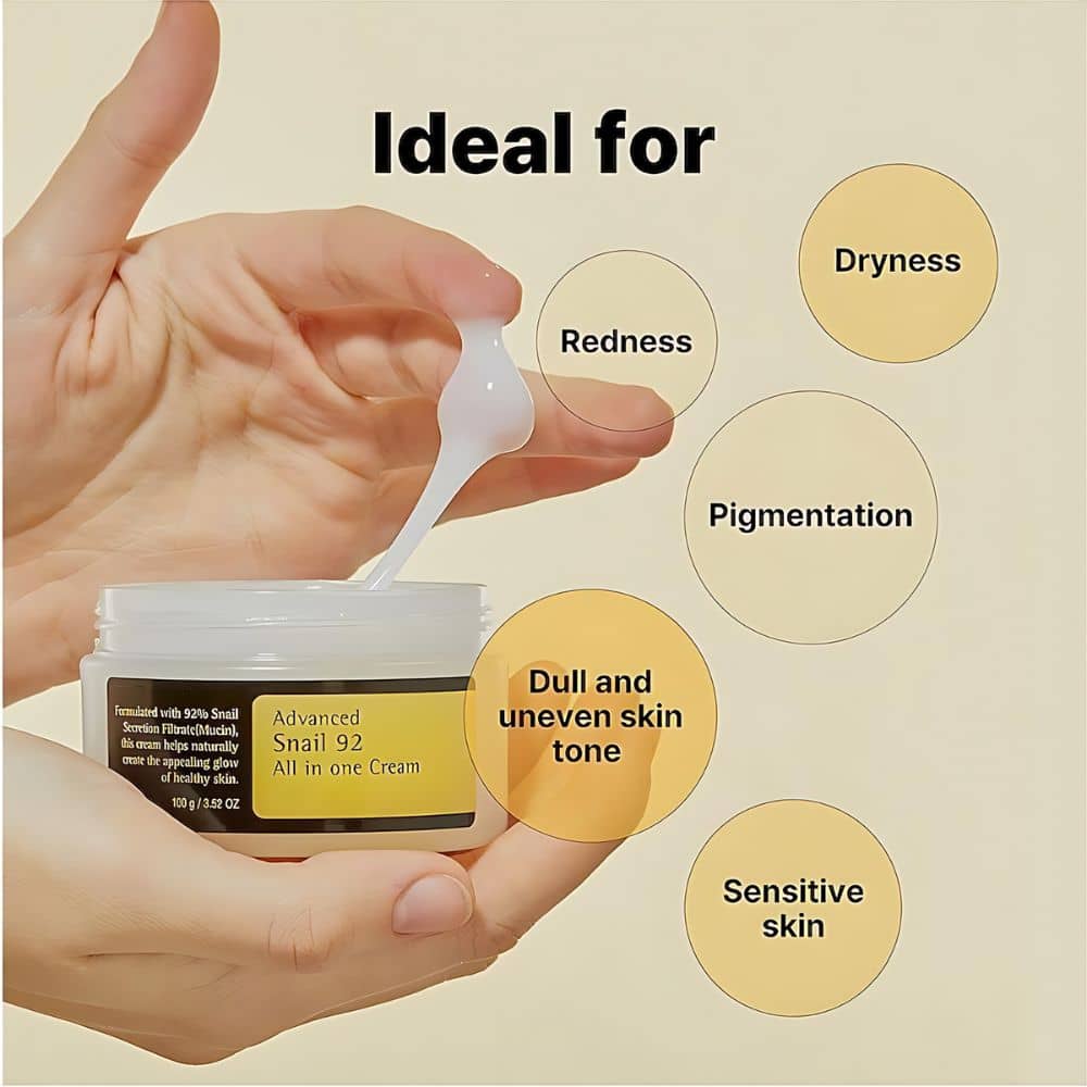 Advanced Snail 92 All In One Cream, Hydrating & Repairing Snail Mucin Moisturizer for Brightening, Anti-Aging Care and Smooth, Healthy Skin, Suitable for All Skin Types