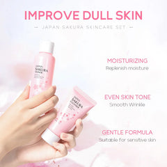 Japan Sakura Skincare Set – 5-Step Complete Facial Care Routine – Cleanser, Toner, Serum, Eye Cream & Essence Cream
