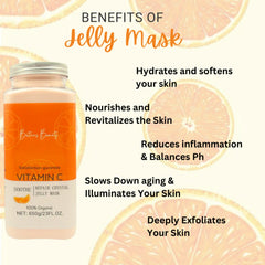 Britain's Beauty Vitamin C Soothe Repair Crystal Jelly Mask – Pure Organic, Hydrates, Nourishes, and Reduces Inflammation – 650g/23 fl.oz