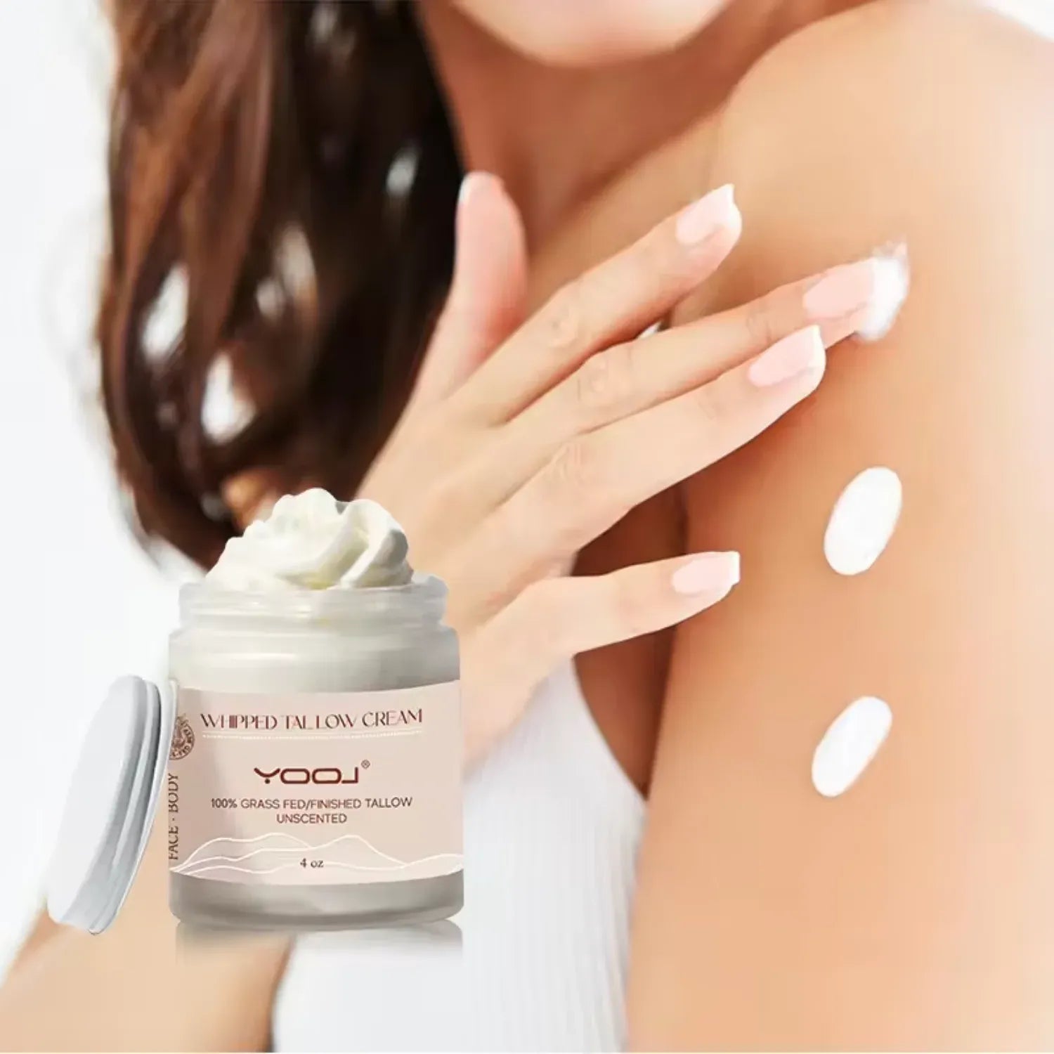 Pure Grass-Fed Whipped Tallow Cream,  Natural Moisturizer for Face & Body.