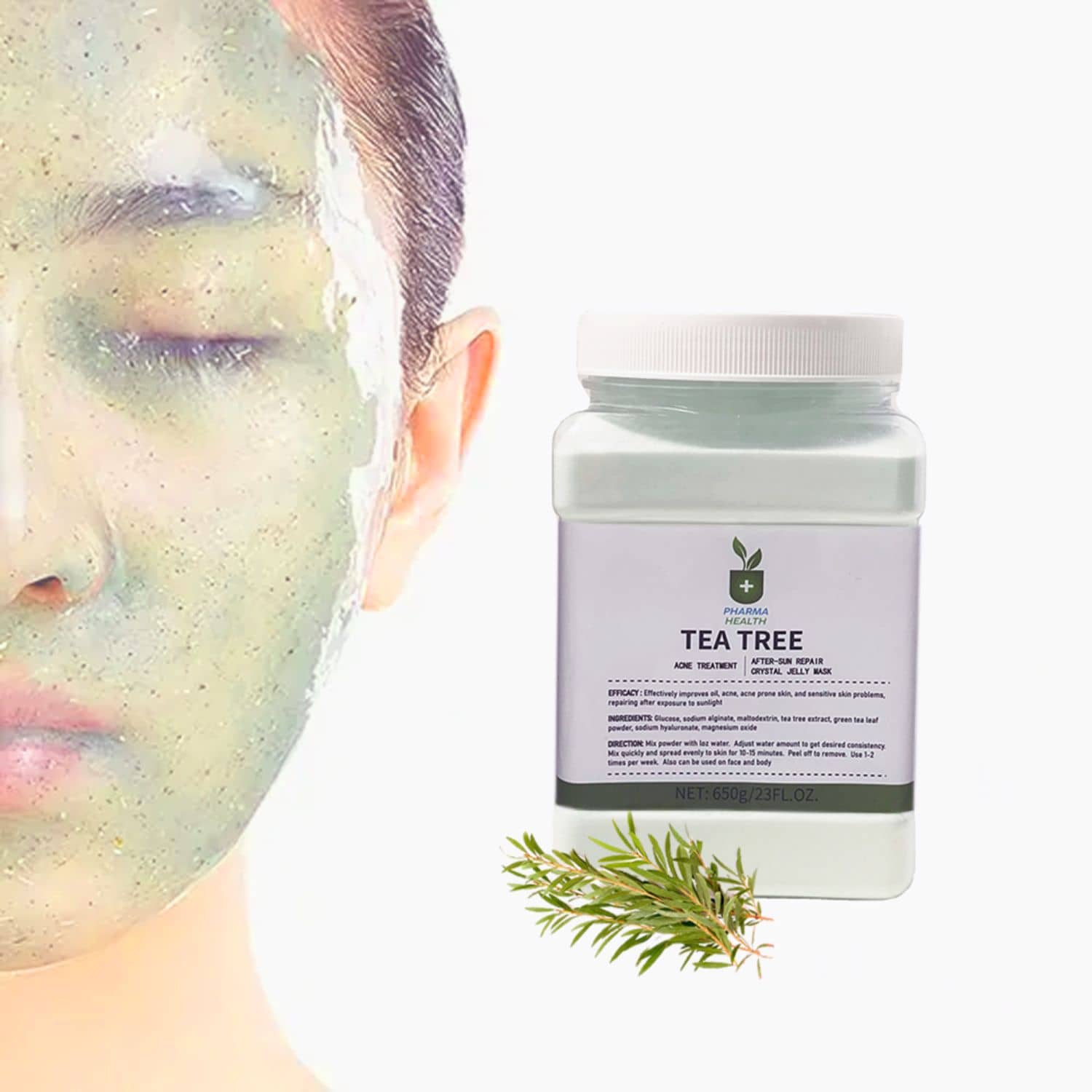Tea Tree Jelly Mask - Acne Treatment & After-Sun Repair, Hydrating & Soothing Facial Mask for Clear, Glowing Skin - 250ml/8.8oz | Deep Cleansing, Anti-inflammatory, Cooling Effect