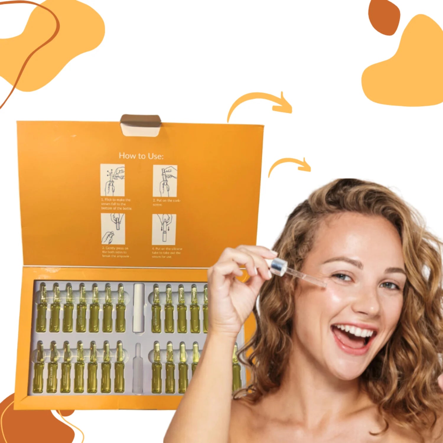 Britains Beauty Vitamin C Ampoule Serum - 20% Potent Vitamin C for Anti-Aging, Skin Whitening, Dark Spot Reduction, Smooth Skin, Fine Line Reduction