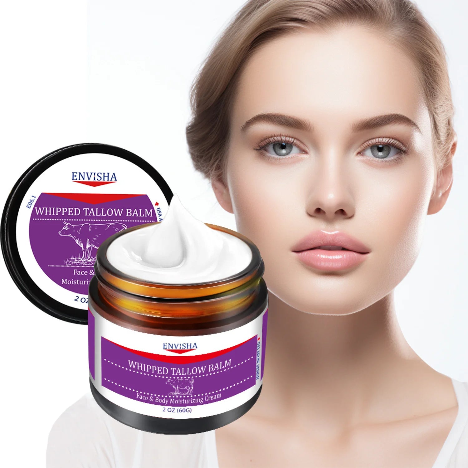 Whipped Tallow Balm - Pure Grass-Fed, Organic Moisturizing Cream for Face and Body