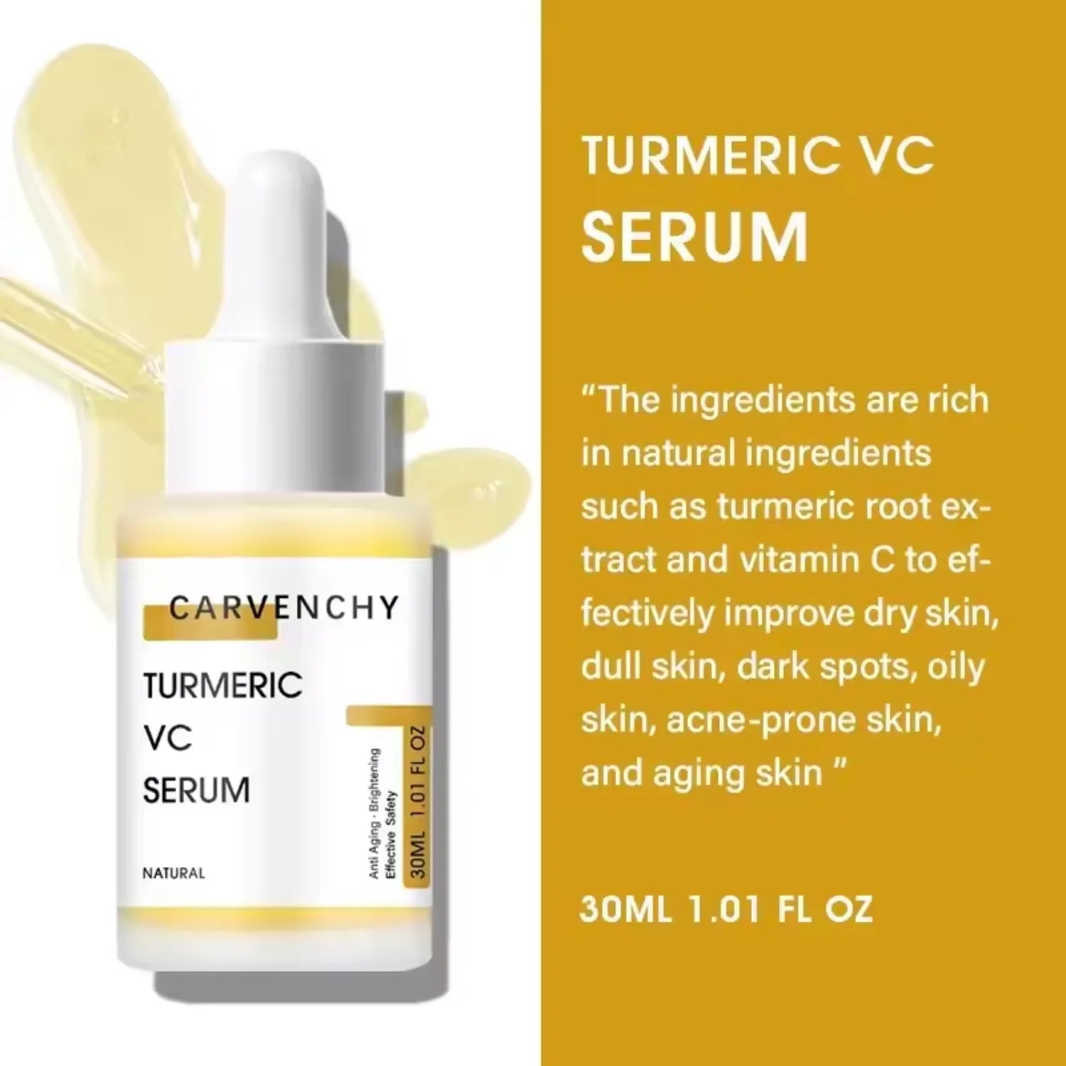 Turmeric Vitamin C Serum - Anti-Aging, Acne Treatment, Skin Brightening, For All Skin Types