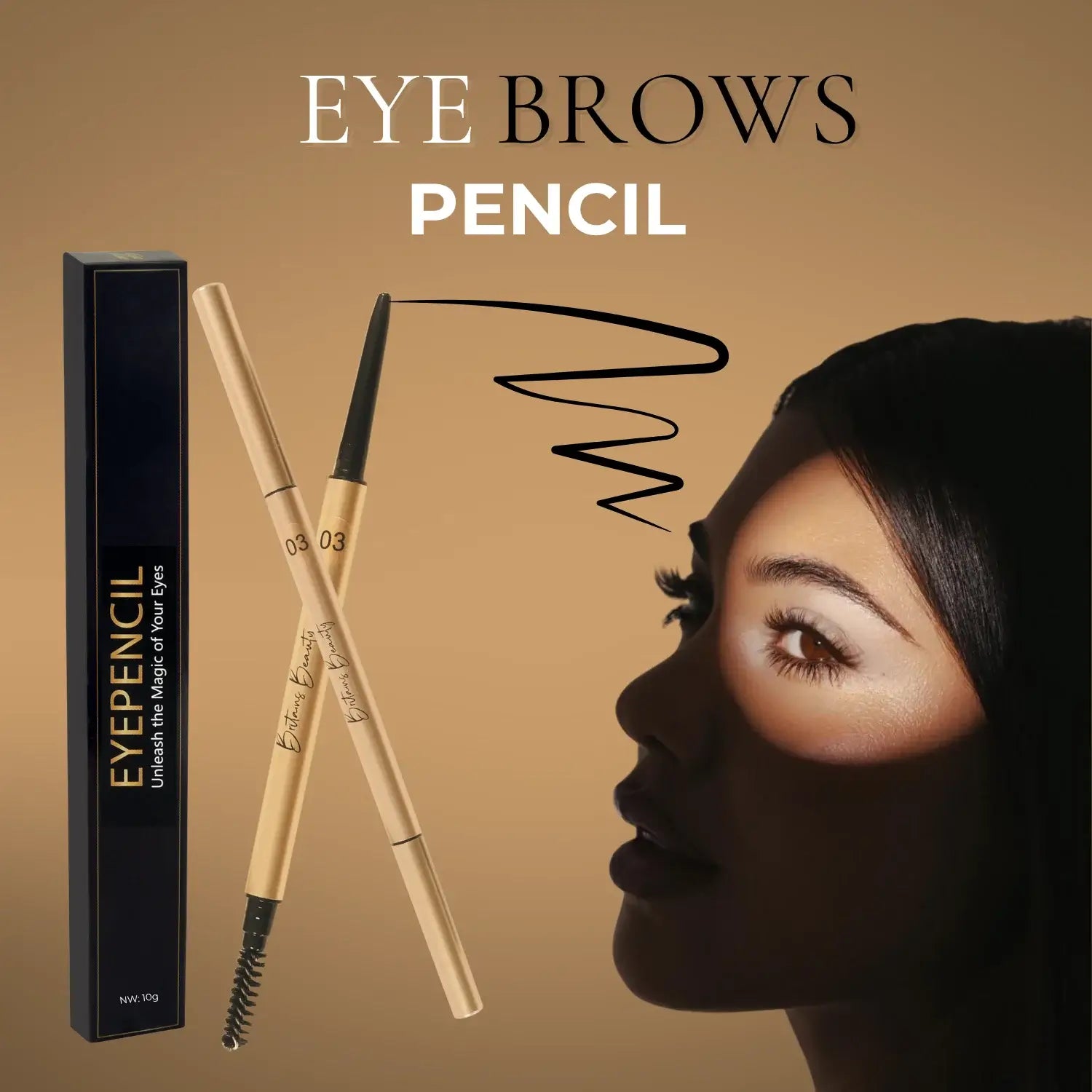 Britains Beauty Eyebrow Pencil – Long-Lasting Dual-Ended Eye Pencil with Spoolie Brush for Natural Definition, Smooth Glide Texture & Precise Filling