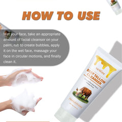 Beef Tallow Cleanser – Deep Cleansing Face Wash with Manuka Honey, Ceramide NP & Aloe Vera – Hydrating & Balancing Skincare for All Skin Types, 100g