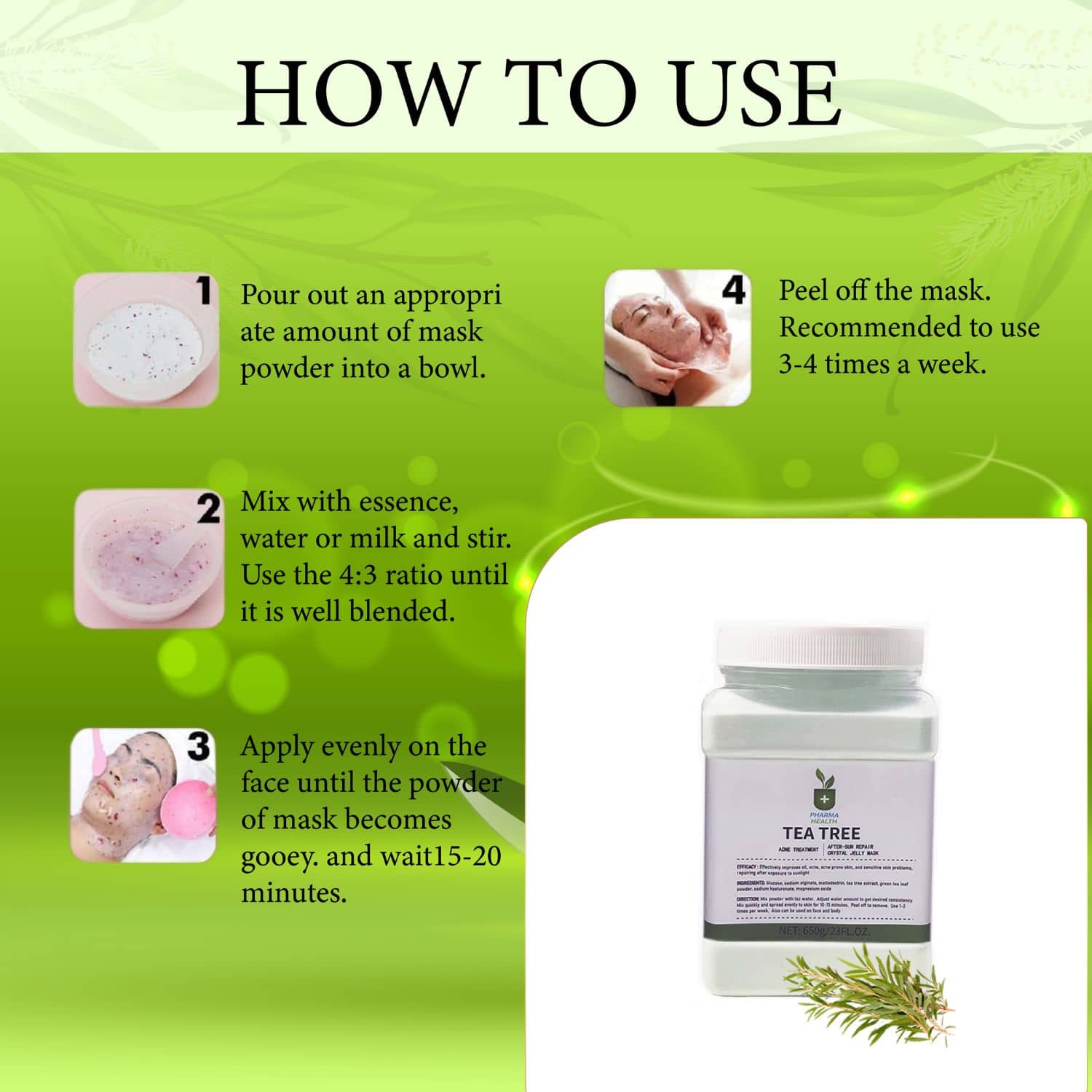 Tea Tree Jelly Mask - Acne Treatment & After-Sun Repair, Hydrating & Soothing Facial Mask for Clear, Glowing Skin - 250ml/8.8oz | Deep Cleansing, Anti-inflammatory, Cooling Effect