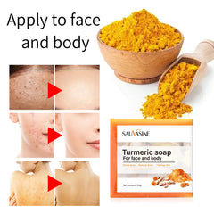 Britains Beauty Turmeric Soap for Face and Body - Natural Acne Treatment, Pore Shrinker, Anti-Inflammatory, Skin Cleanser - 100g