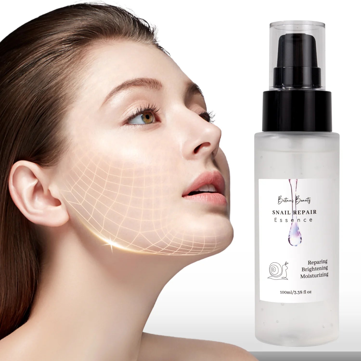 Britains Beauty Snail Repair Essence – Anti-Aging, Hydrating & Brightening Serum with Snail Mucin for Glowing Skin, 100ml