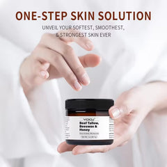 Beef Tallow, Beeswax & Honey Face & Body Moisturizer - Pure Natural Hydrating Balm for Dry, Sensitive Skin, Acne-Prone Skin