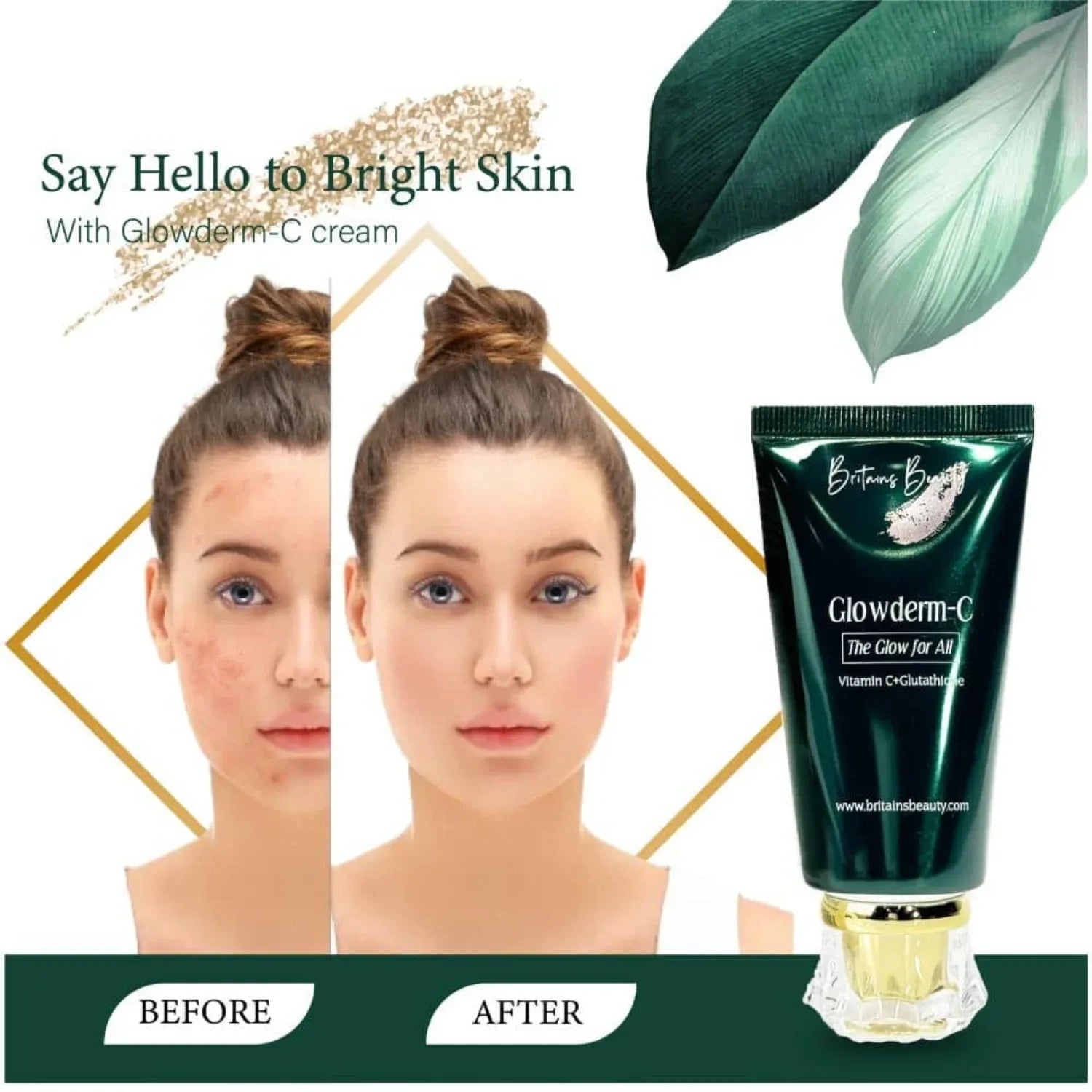 Britains Beauty Glowderm-C: Premium Whitening Cream with Vitamin-C & Glutathione for Radiant, Even-Toned Skin - 50gm