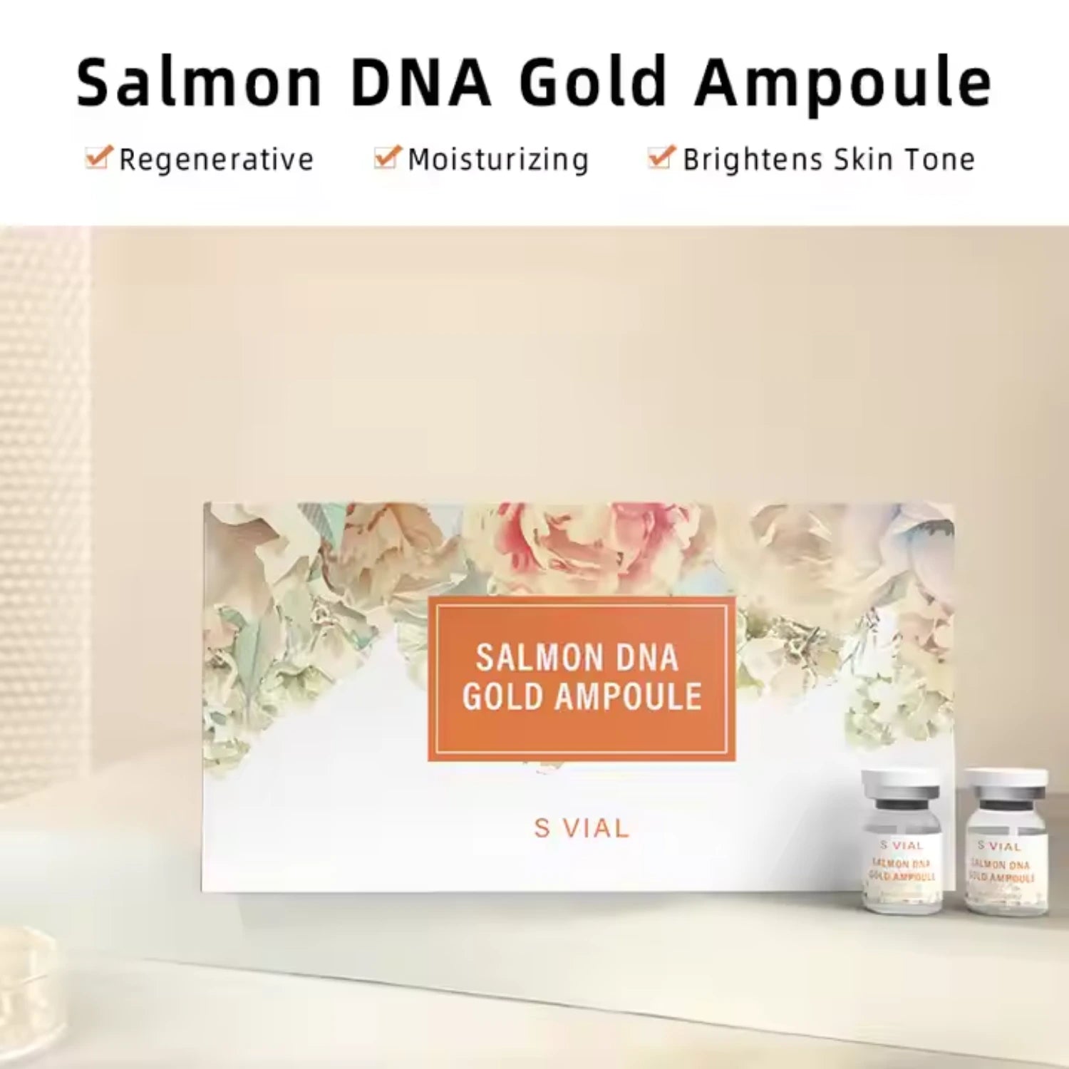 Salmon DNA Gold Ampoule – Skin Regenerating Serum with PDRN, Niacinamide, and Peptides for Anti-Aging, Wrinkle Reduction, and Brighten Skin Tone