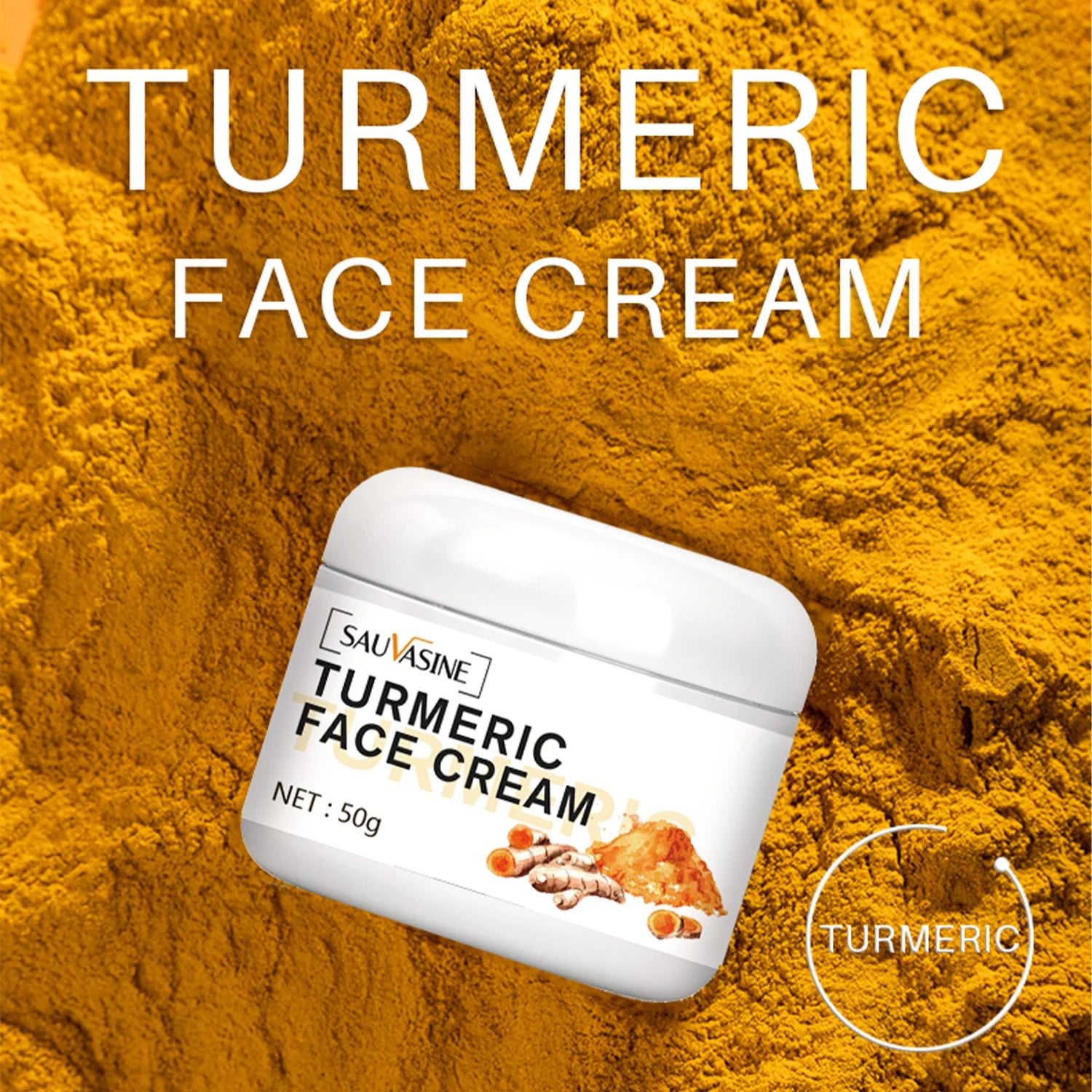 Turmeric Face Cream, Whitening Cream for Anti-Aging, Moisturizing and Skin Brightening – 50g