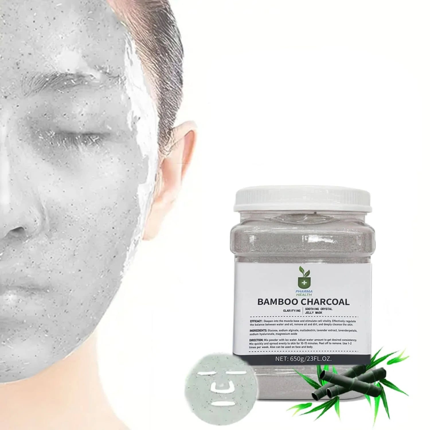 Bamboo Charcoal Jelly Mask - Deeply Cleanses, Shrinks Pores, Hydrates & Refreshes Skin, 250ml - Purifying Peel-Off Facial Mask for Clear, Smooth Skin