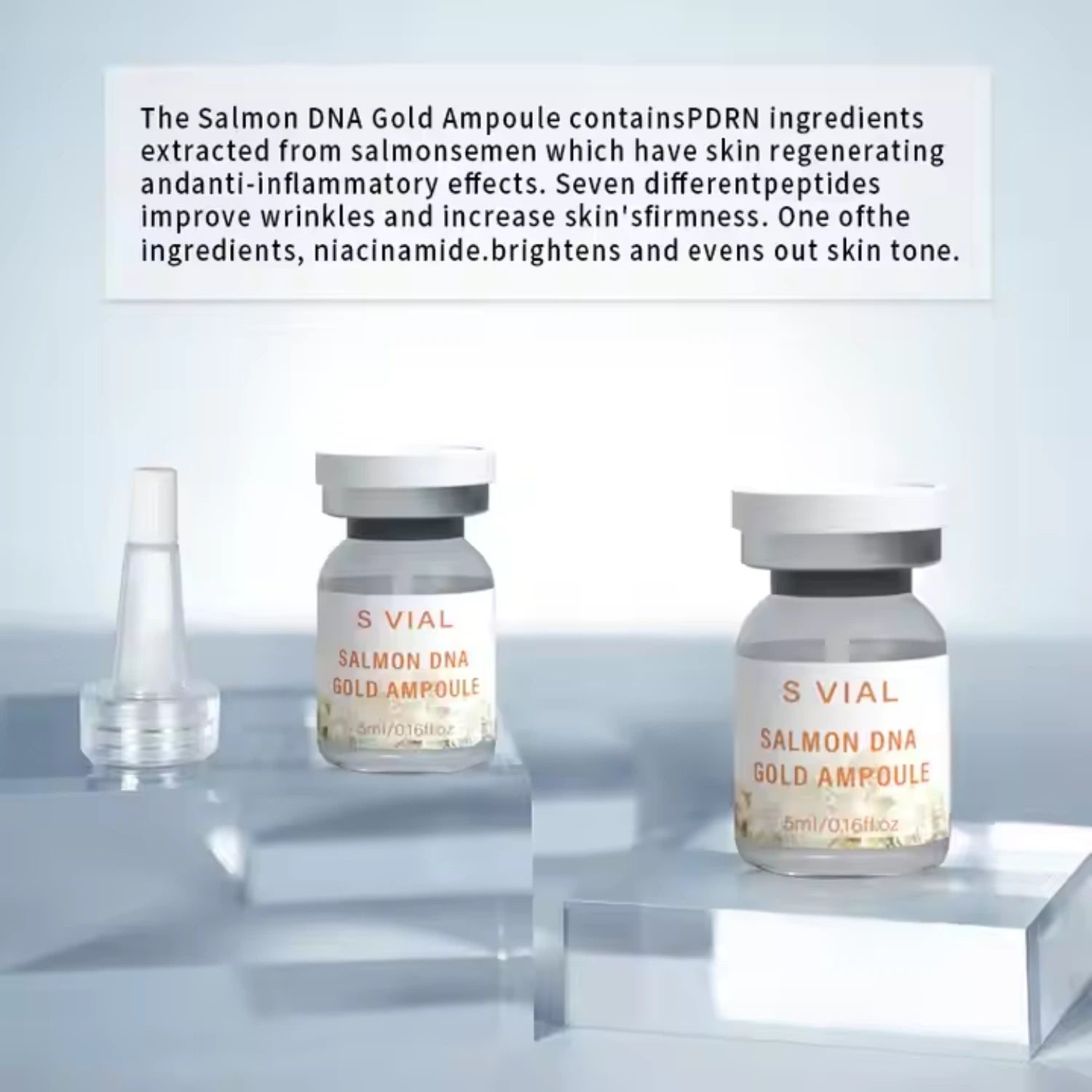 Salmon DNA Gold Ampoule – Skin Regenerating Serum with PDRN, Niacinamide, and Peptides for Anti-Aging, Wrinkle Reduction, and Brighten Skin Tone