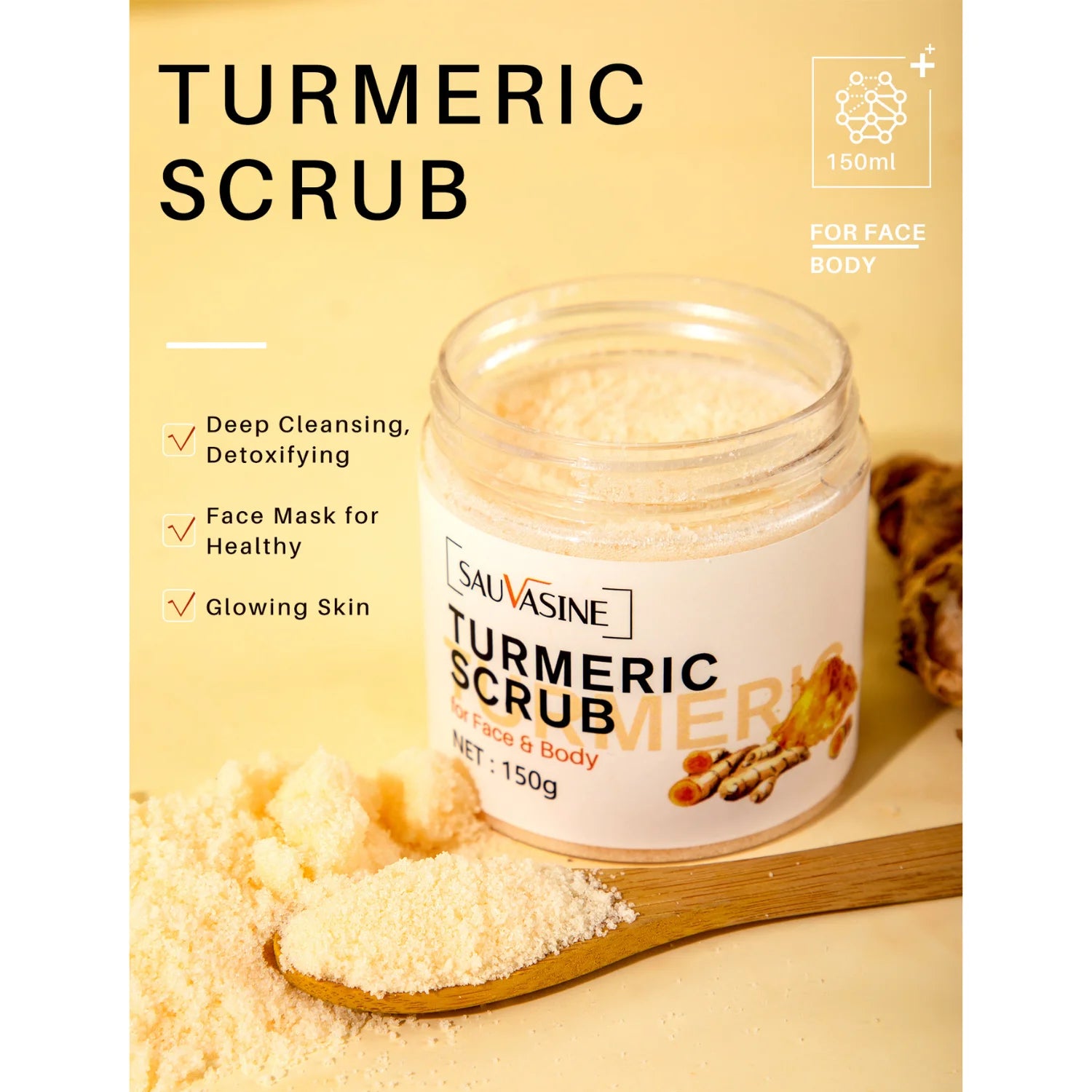 Turmeric Scrub for Face and Body - Deep Cleansing, Detoxifying, Skin Brightening